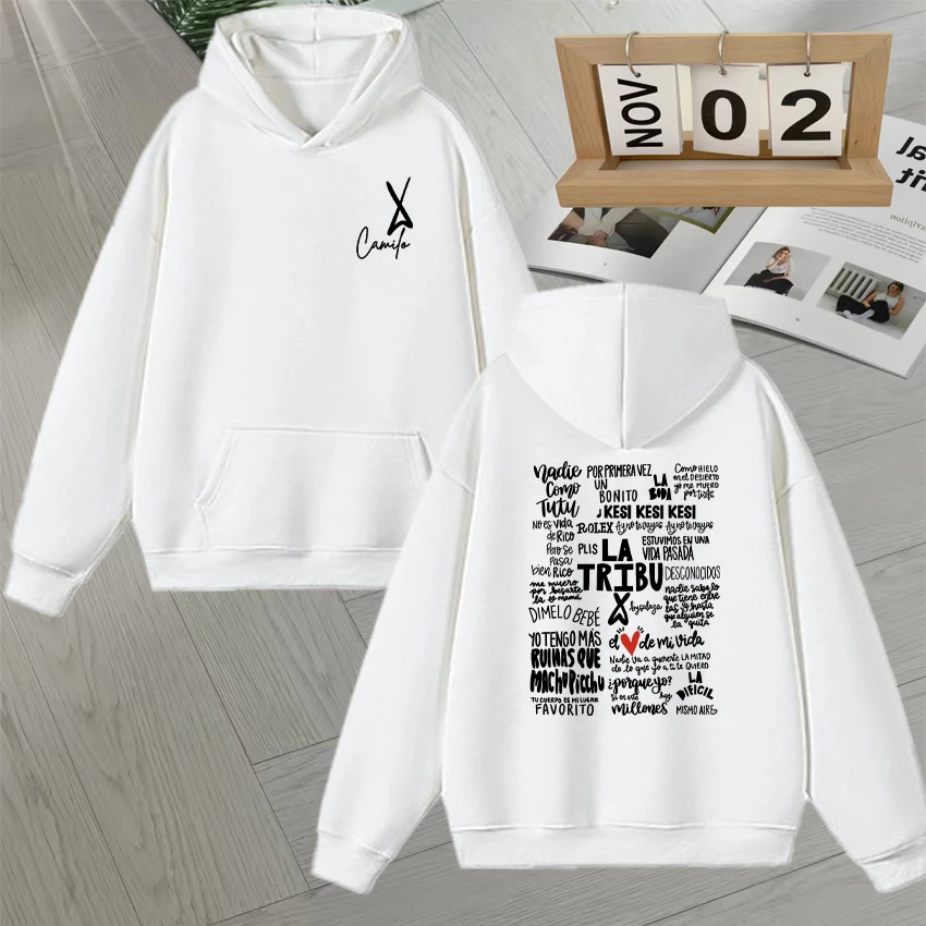 Singer Camilo La Tribu Album Letters Printed Hoodie Unisex Fashion Vintage Gothic Men Women Long sleeve Fleece Sweatshirt Unisex