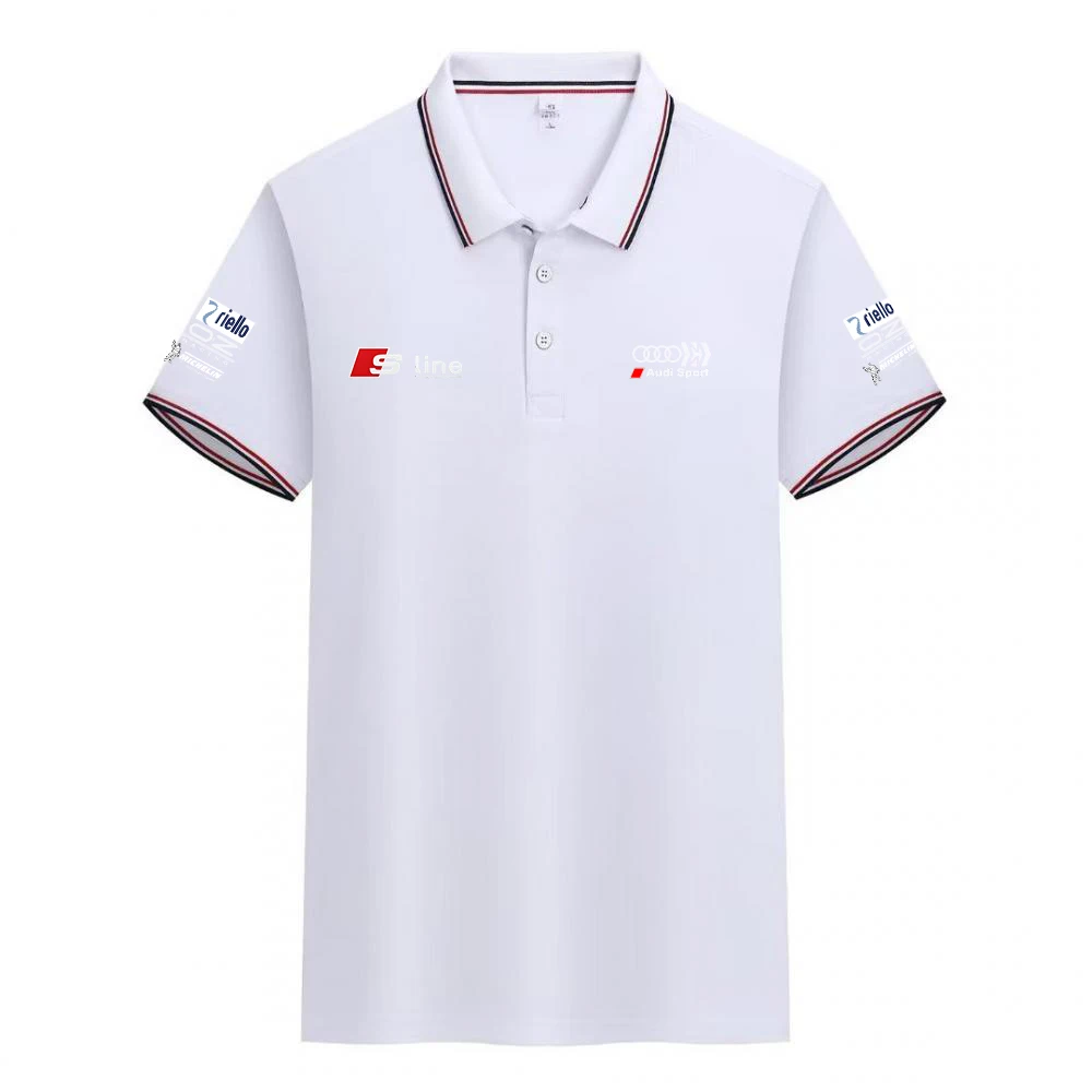 Men's Audi RS Performance Car Modification Short-Sleeved Polo Shirt Round-Neck T-Shirt Fashionable Car Enthusiast Apparel