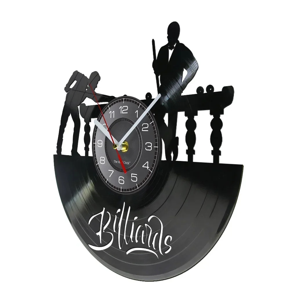 Billiards Sports Design Vinyl Record Wall Clock Billiards Room Decoration Snooker Retro Album Home Decoration Clock Wall Watch