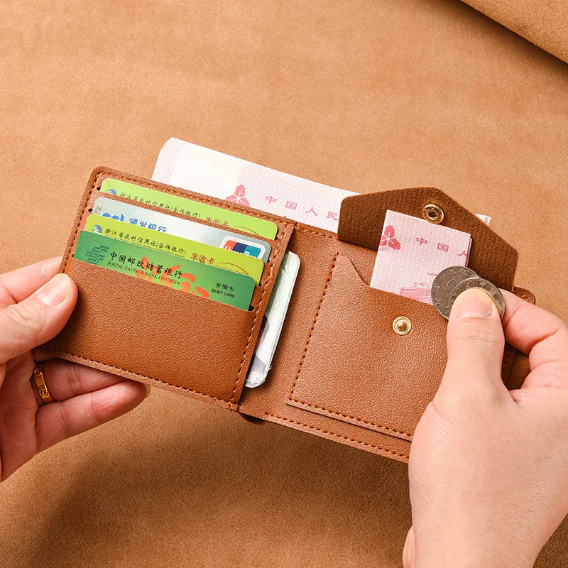 Hasp Coin Purse Credit Card Holder Id Holder Driver's License Holder Short Wallet for Woman Wallet Thin Buckle Folding Wallet