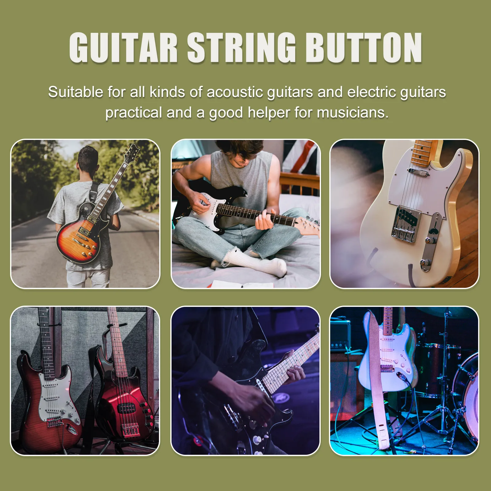 6 قطعة أوتاد ضبط سلسلة الجيتار رؤوس موالف معدنية لاستبدال أجزاء آلة الجيتار الكهربائي الصوتي