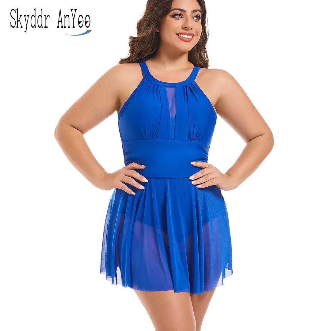 

Цельный купальник больших размеров, женский купальник с лямкой на шее и открытой спиной, купальник с контролем живота, пляжная накидка, купальные костюмы