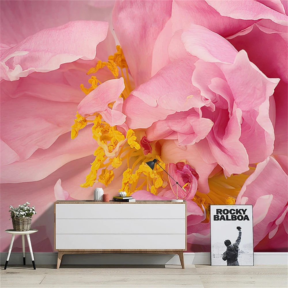 Custom photo Pink Flowers wall paper 3D relief Lily stylish minimalist modern European large mural 3d wallpapers for living room