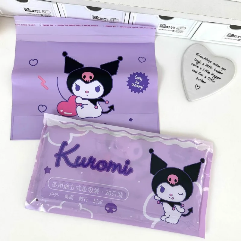 

20pcs Hello Kitty Garbage Bag Women's Dormitory Home Kt Cute Anime Desktop Multi Functional Portable Car Adhesive Bag Wholesale