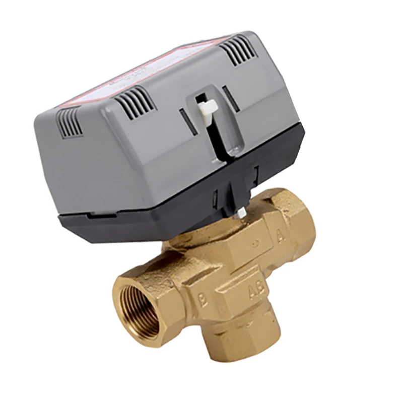 

1/2'' 3/4'' 1'' Three-way Brass Motorized Shut-off Valve AC220V With VC6013 Fan Coil Electric Globe Valve AC220V