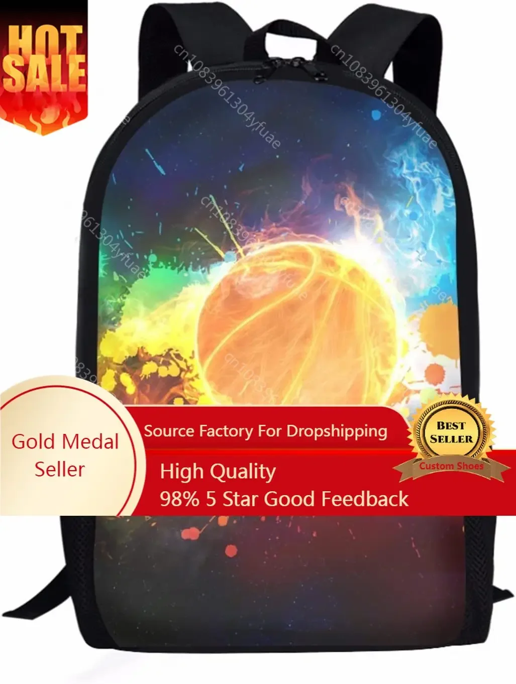 Basketball Backpack for Kid Boy,Colorful Oil Painting Basketball Ball Print Lightweight School Bookbag Junior Student Daypack