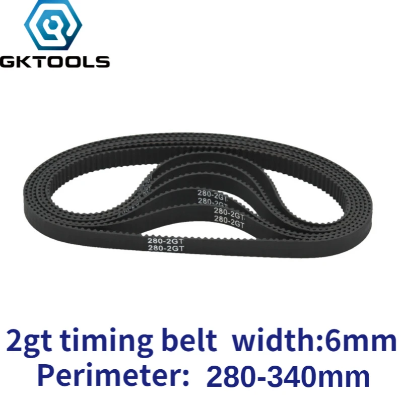 GKTOOLS C-8 3D Printer GT2 6mm Loop Rubber 2GT Closed Timing Belt  280 284 288 294 300 302 308 320 330 336 340mm Length