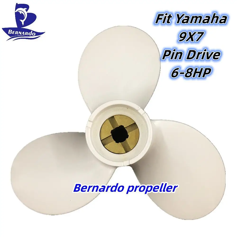 Bernardo Boat Propeller 9x7 Fit Yamaha 6 8 9.9 HP Outboard Engines Motor Aluminum Alloy Screw 3 Blade Pin Drive Spline RH