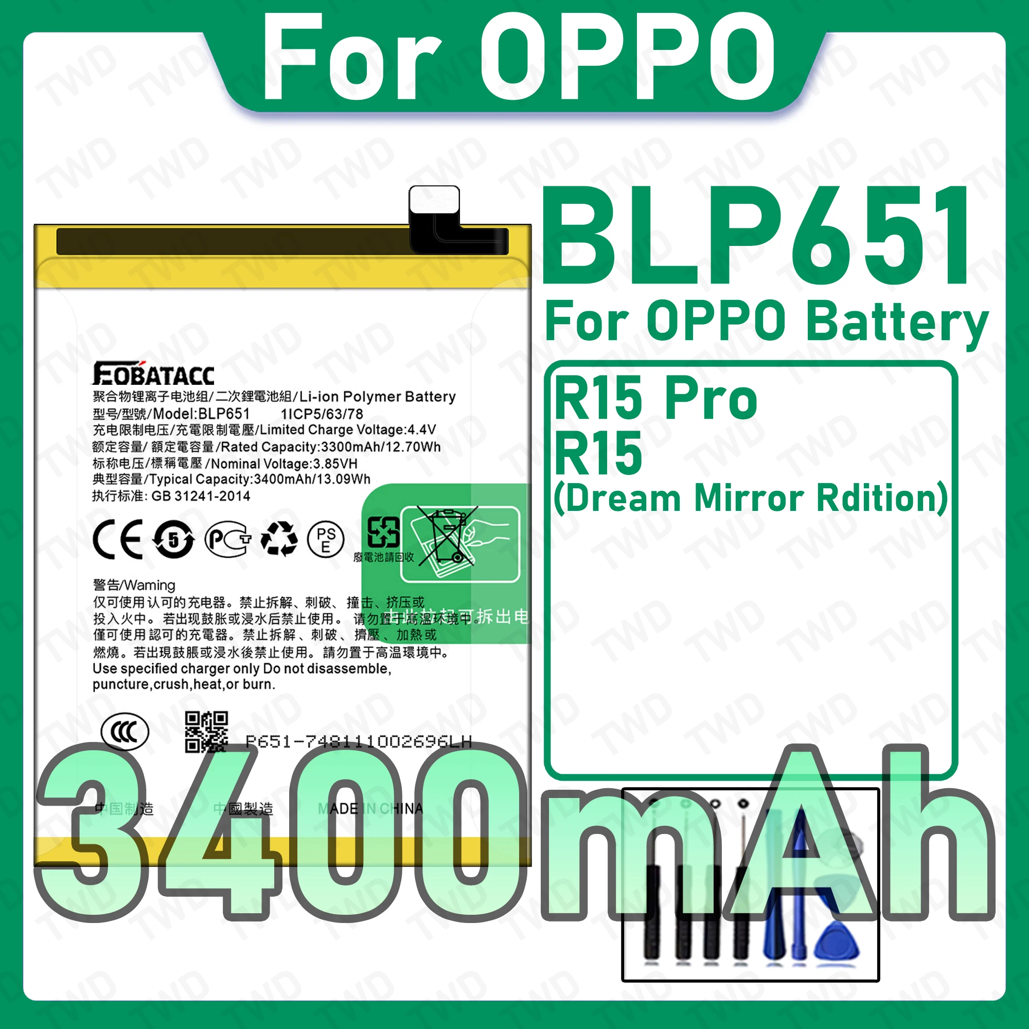 New High Quality Safe Durable BLP651 Battery For OPPO R15 Pro R15 (Dream Mirror Rdition) Replacement Long Lasting+Free Tools