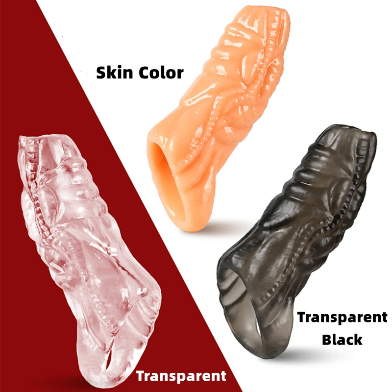 Big Penis Cover Extender Male Cock Enlargement Sexy Dick Reusable Sexuality Silicone Condom Funny Adult Erotic Toys for Men 18