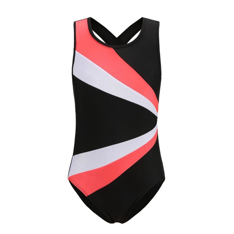 Kids Girls Gymnastics Suit Jumpsuit Outfits Sleeveless Skating Leotards Clothes Teens Exercise Ballet Bodysuit Dancewear 3-14T