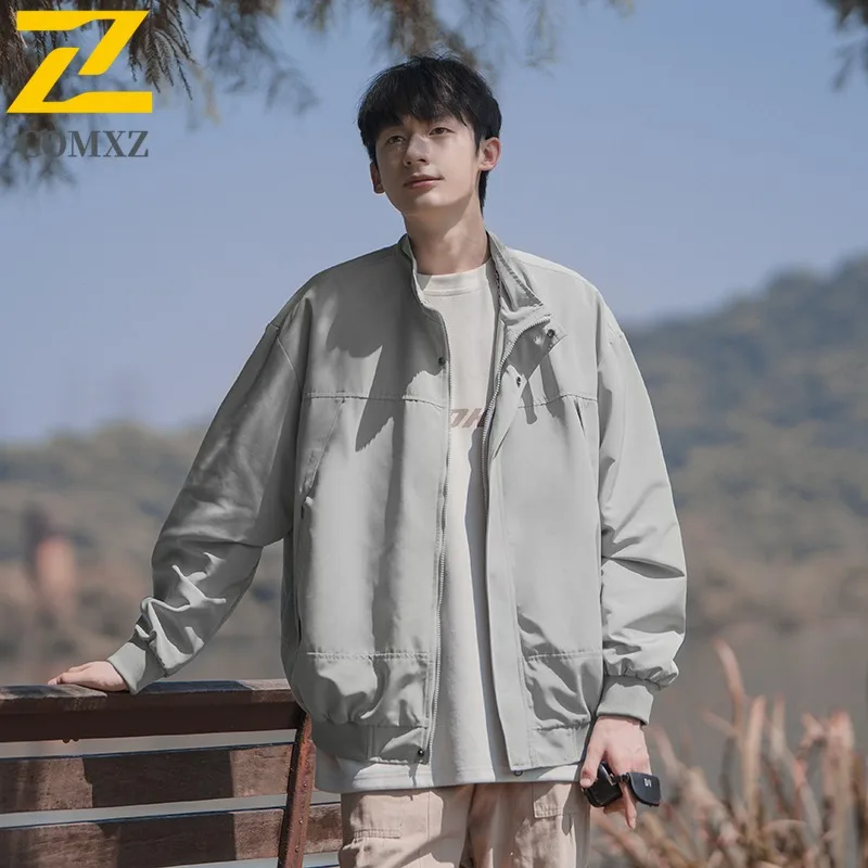 

COMXZ 2025 Original New Baseball Collar Top Spring Autumn Jacket Men Hot Sale Casual Loose Versatile Baseball Coat