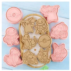 Figuras Pokémon Cookie Cutters, Desenhos Animados, DIY Bakery Mold, Biscuit Press, Selo Embosser, Sugar Cake Mould Toys, 6Pcs Set