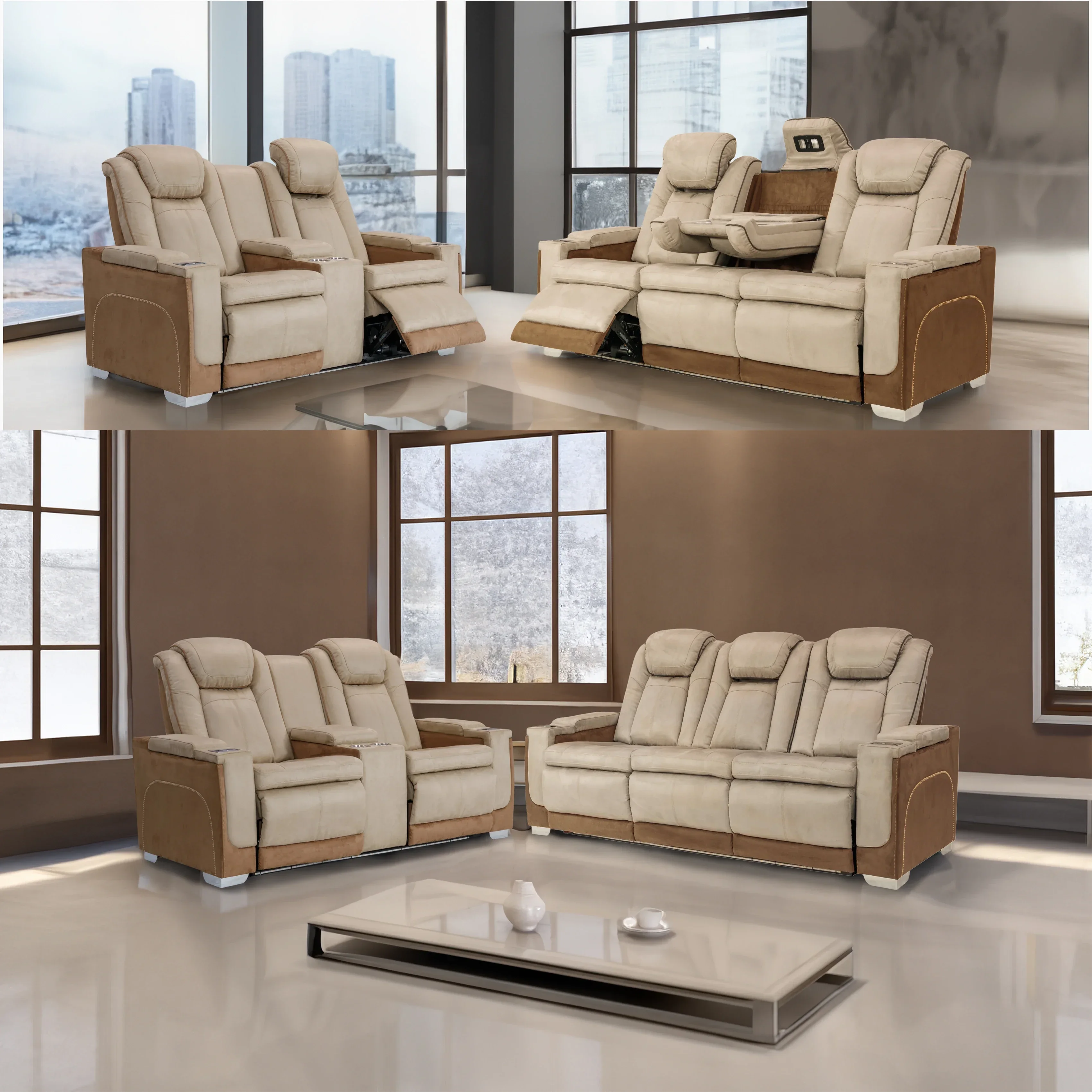 Luxury Living Room Home Furniture Velvet Fabric Electric Power Recliner Sofa 3 2 1 Seater Modern Sofa Set