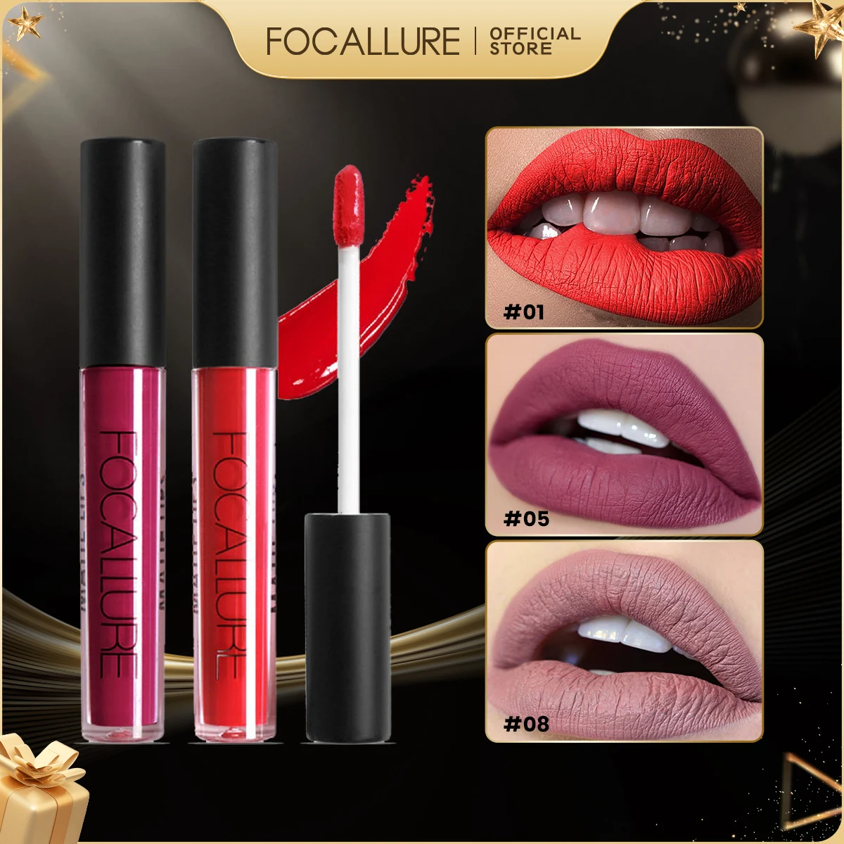 FOCALLURE 35 Cores Batom Líquido Fosco À Prova D \'Água de Longa Duração Leve Lip Gloss Lábios Esmalte Lábios Matiz Maquiagem Cosméticos