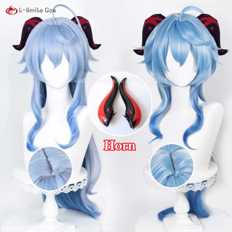 Mới Ganyu Cosplay Bộ Tóc Giả Genshin Tác Động Ganyu Dài 95Cm Xanh Dương Gradient Với Nổ Viền Chịu Nhiệt Tóc Dễ Thương Bộ Tóc Giả + Bộ Tóc Giả Bộ Đội