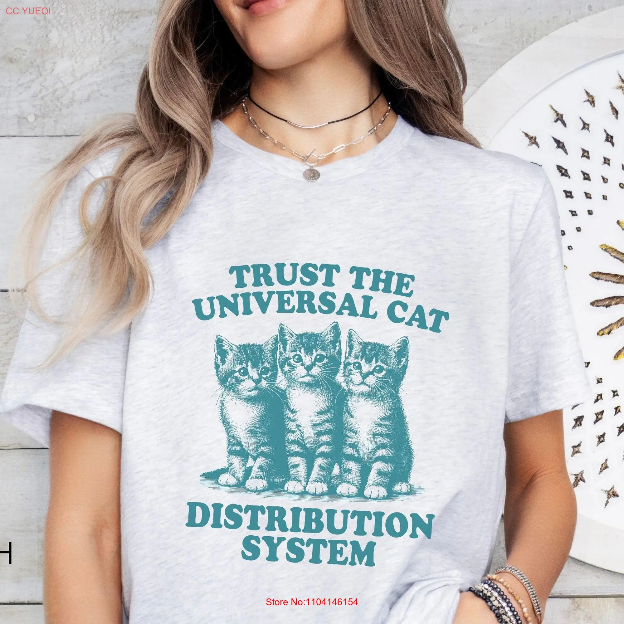 Trust the Universal Cat Distribution Vintage T Shirt Funny Retro Trendy shirts 90s Kitten Pet Rescue