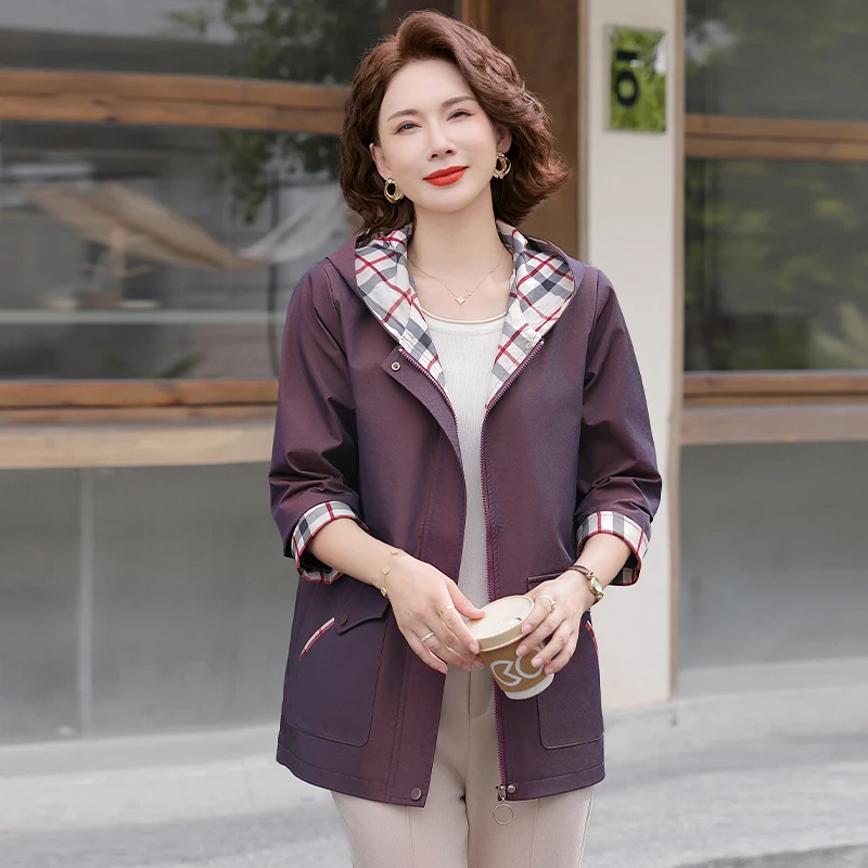 

Модное осеннее пальто больших размеров для женщин среднего возраста в корейском стиле, повседневное, с длинной юбкой, куртка-жакет