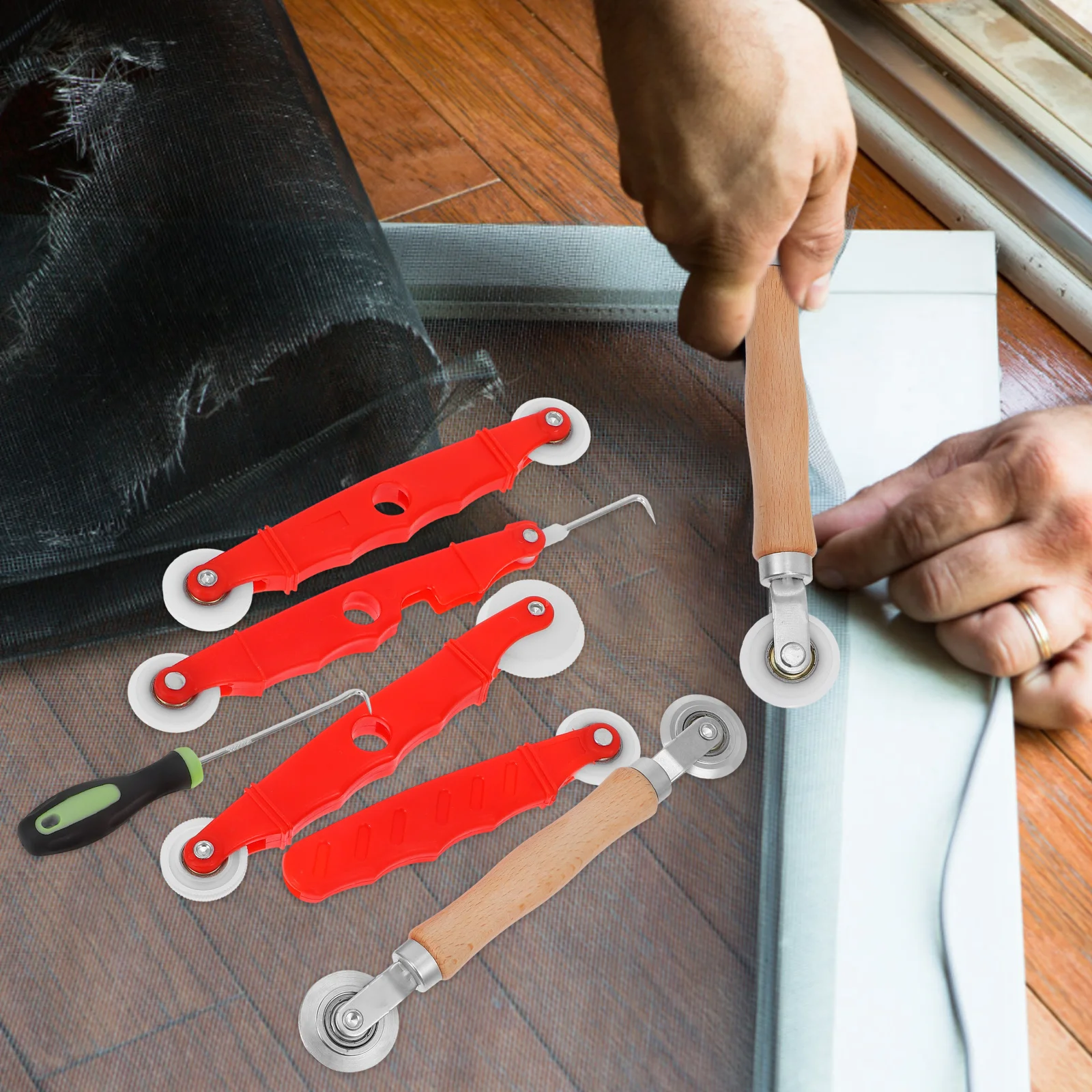 

1 set 1 Set Screen Repair Tool Kit Window Door Mesh Replacement Spline Roller Installation Diy Fixing Tools Hardware Accessories