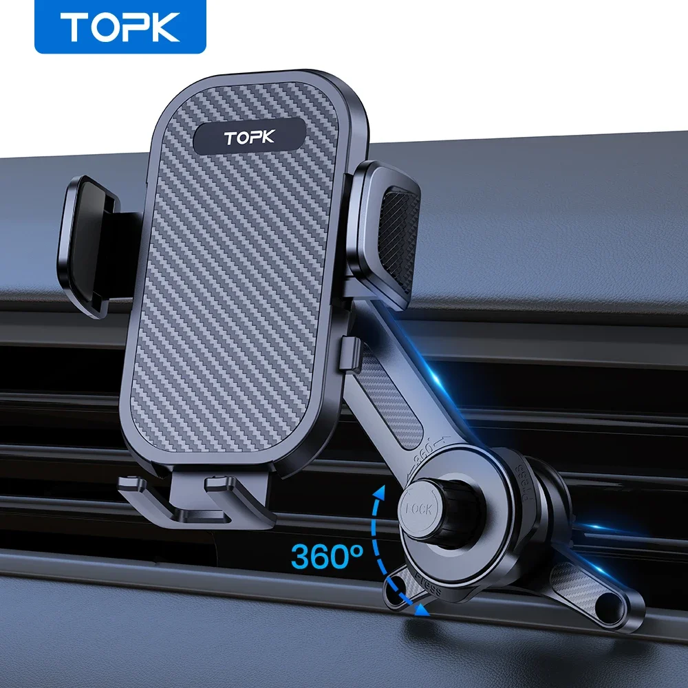 

TOPK Car Phone Holder Metal Extension Hook 360 Rotation Air Vent Magnetic Phone Mount Compatible With All Phone Models