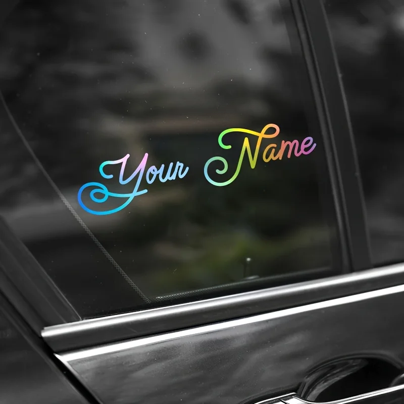 

1pc Personalized Handwritten Floral Font Vinyl Decal Car Stickers, Customizable Name Sticker, Self-Adhesive Car Body Decor