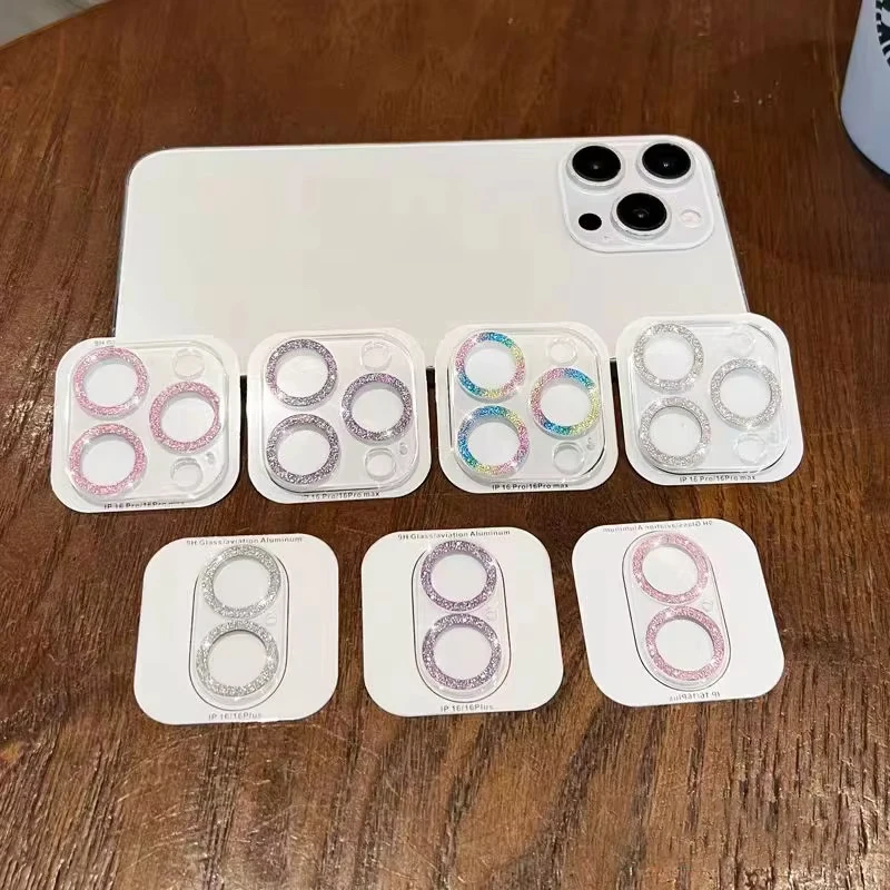 2 قطعة بلينغ بريق عدسة الكاميرا حامي آيفون 16 15 14 13 12 11 برو ماكس زائد حامي العدسة غطاء آيفون 13 12 Mini #2