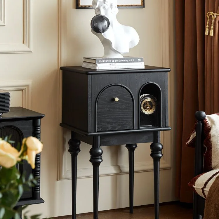 DSA retro solid wood sofa side cabinet corner cabinet living room black edge shelf aisle porch decorative cabinet