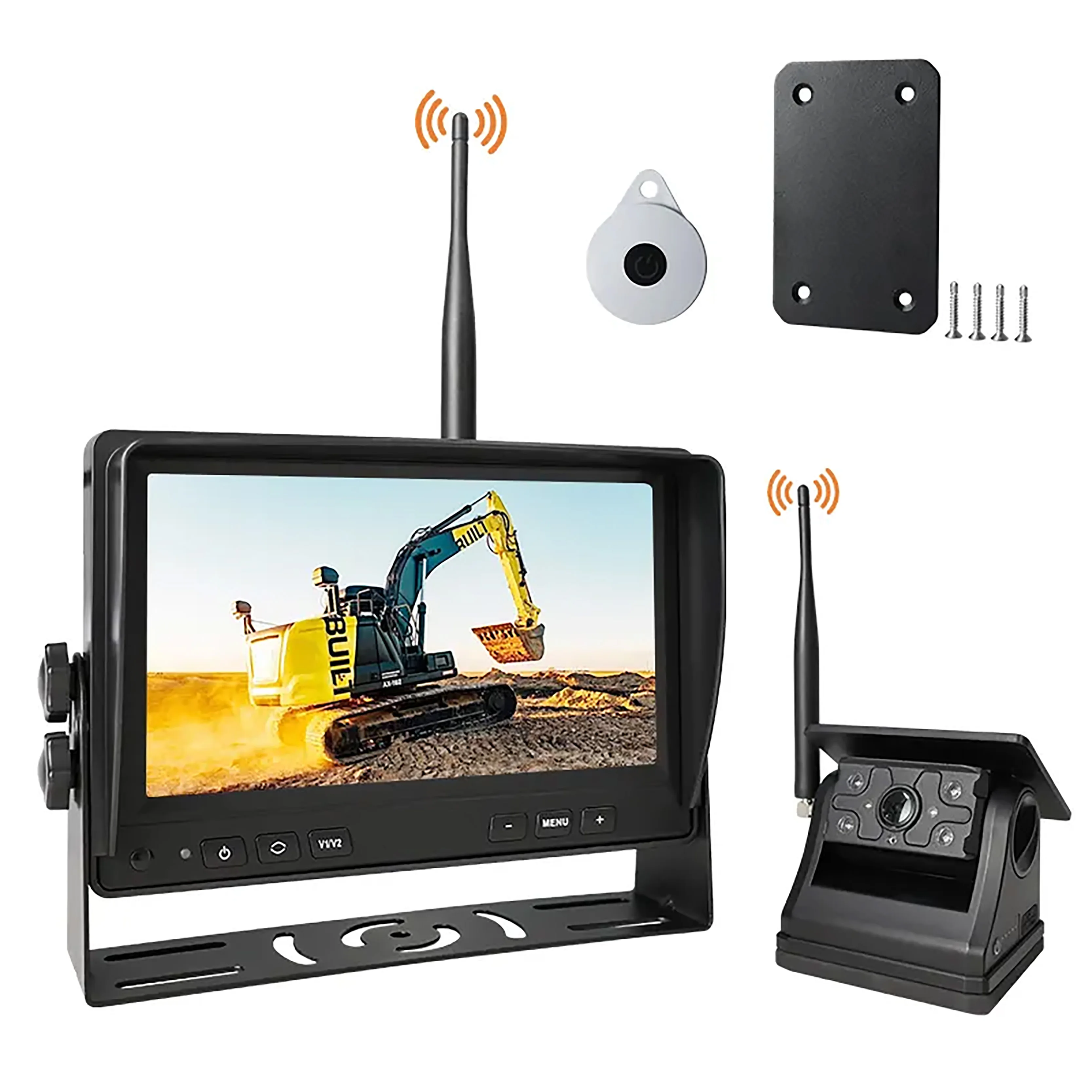 

Solar Magnetic Camera 7 Inch Car IPS Monitor Wireless DVR Kit Truck Trailer RV Camera Truck Camera System Wireless Monitor