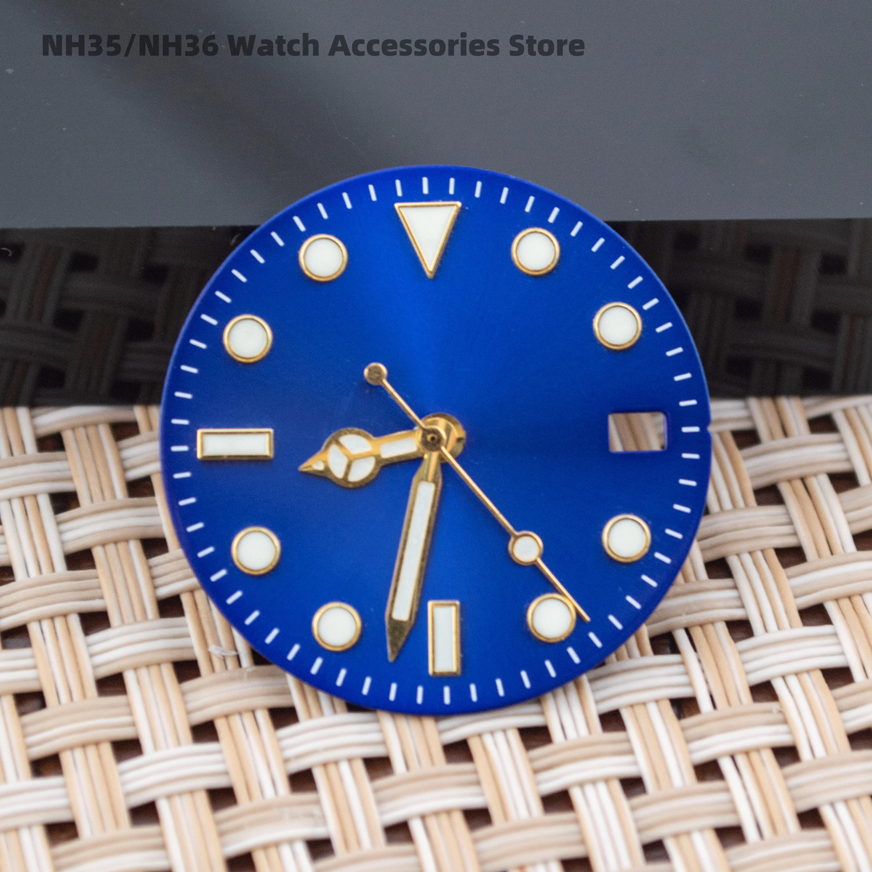 

NH35 Dial 28.5MM Watch Dial and Hands Suitable for SUB GMT NH35 Automatic Movement Green luminous Watch Faces Parts Repair Tool