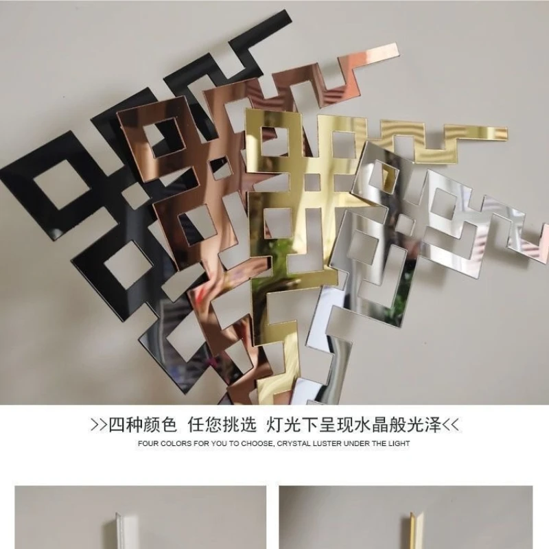 European House Top Corner Flower Border Gold Mirror Self-adhesive Acrylic Corner Wall Sticker