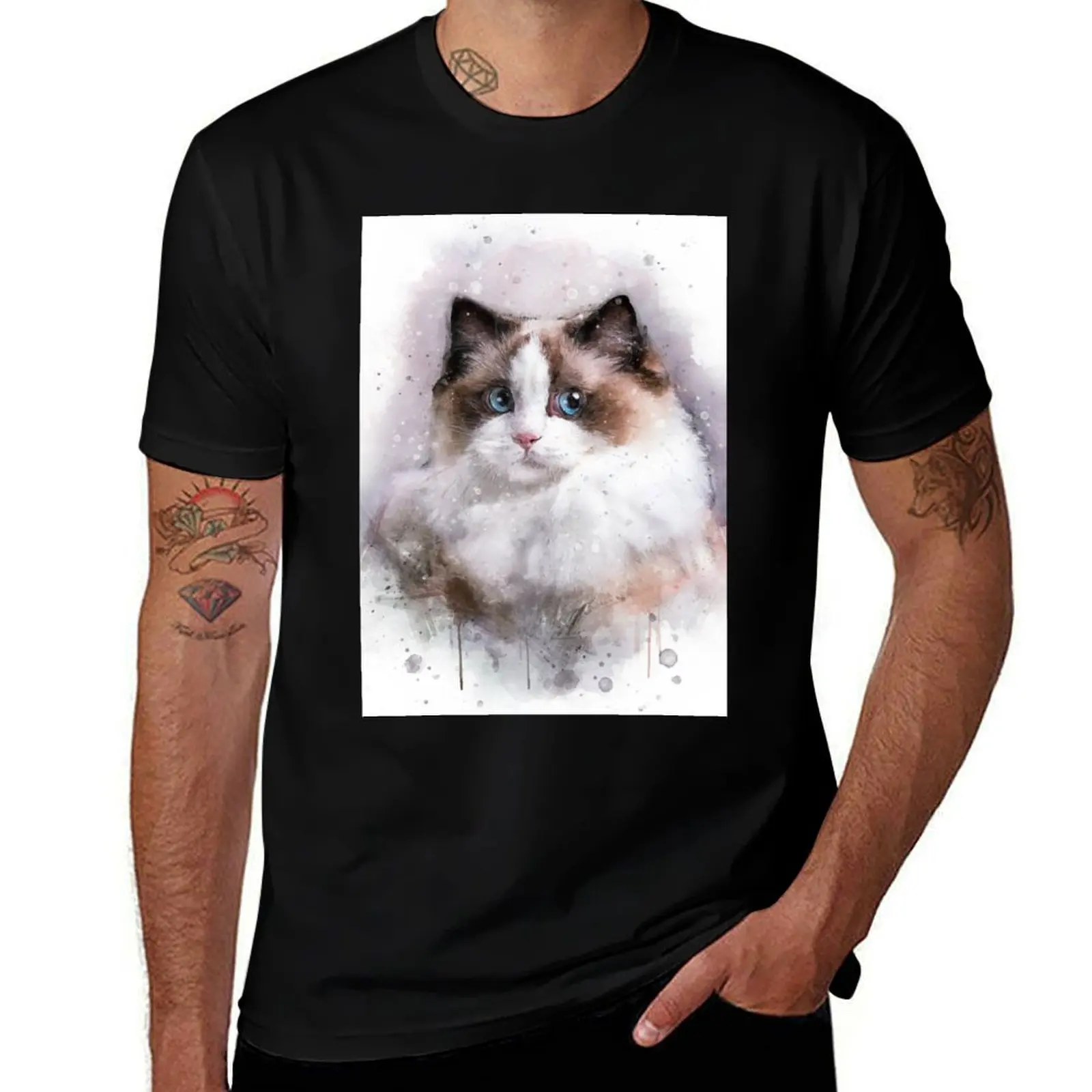 Ragdoll watercolor T-Shirt Casual Lightweight Short Sleeve Top T-Shirt
