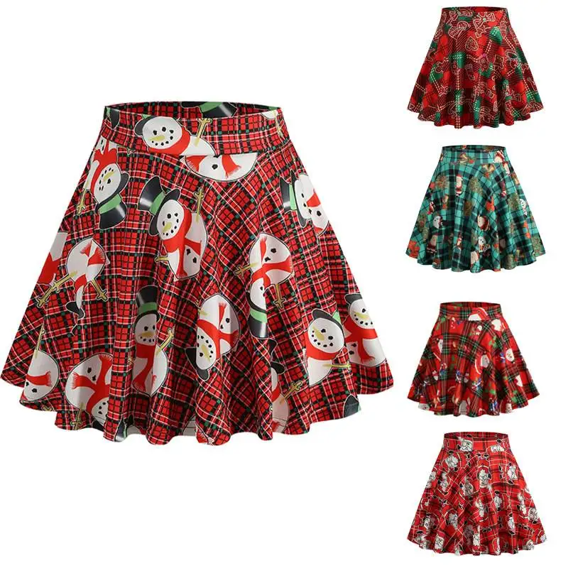 Ladies Printed Plaid Skirt for Halloween And Christmas Autumn 2024 Season Other 100% Material Half-length Skirt