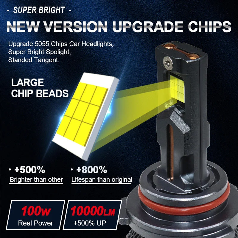 M70 عالية الطاقة سيارة العلوي H1 H7 H13 H11 9005 9006 100 واط 10000 LM سيارة LED headlig 5055 رقاقة 6000Kht لمبة