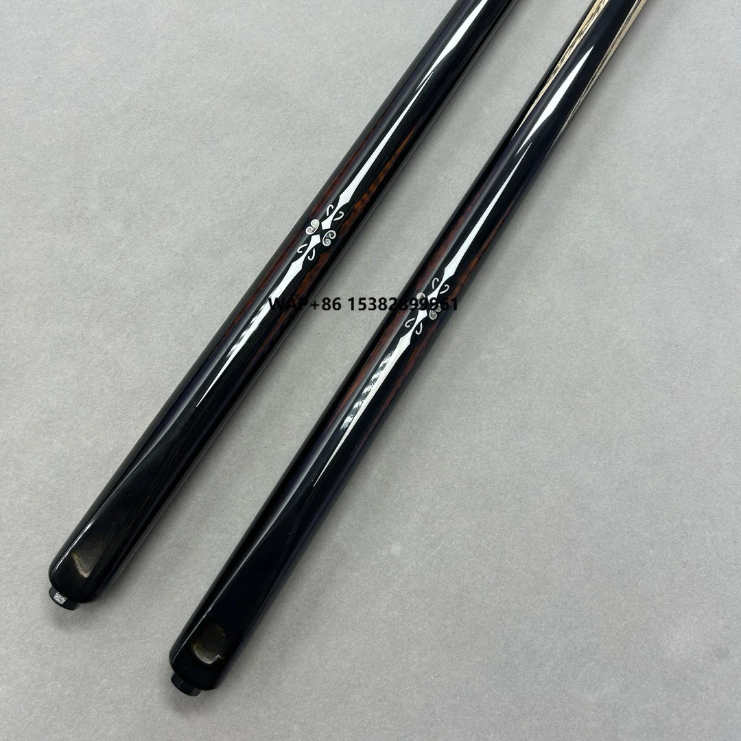

O'MIN Snooker Black 8 Ball Arm Billiard Cue 10mm Chinese Style Handmade Carved Inlaid Ash Wood 3/4 Jointed 145cm