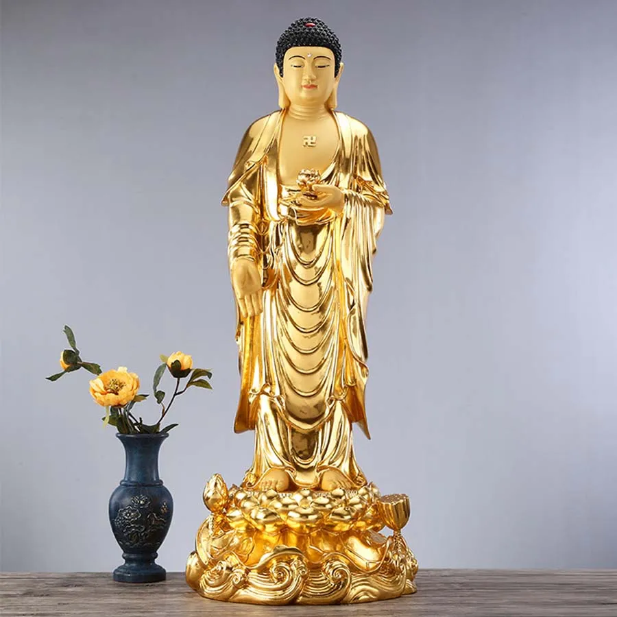 3P Large Buddhism high grade gold gilding copper Standing Guan yin Mahasthamaprapta Buddha HOME shrine FENG SHUI 48CM