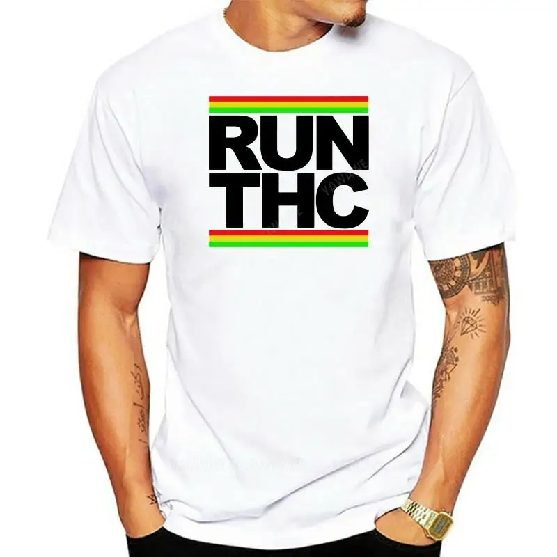 Hot sale Tee-shirt New Arrival Men Fashion Run THC Rasta Hippie Weed Men Printed White Cotton T-shirt Top Tee cool tshirts