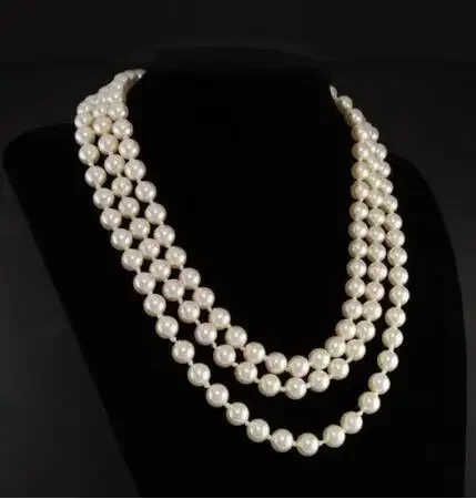 

7-8mm Jacqueline Kennedy First Lady Triple Strand real White Pearl Necklace