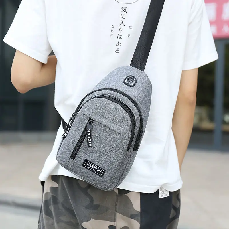 Chest Bag Men's Backpack 2024 New Nylon Canvas Chest Bag Leisure Sports Travel Chest Bag Have USB ChargeHigh Quality