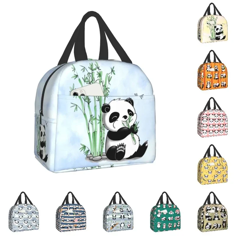 Panda Bear Insulated Lunch Bag for Camping Travel Portable Thermal Cooler Lunch Box Women Kids Work Picnic Food Storage Bags