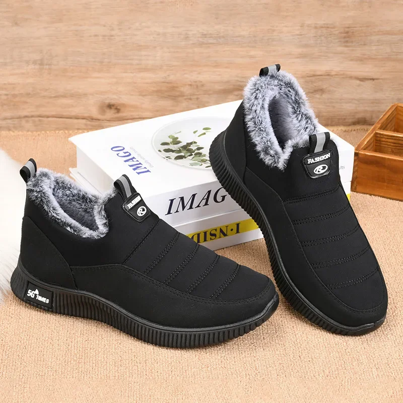 New Fashion Men Boots Fur Men Snow Boots Couple Keep Warm Winter Shoes Comfortable Botas Hombre Outdoor Men Sneakers