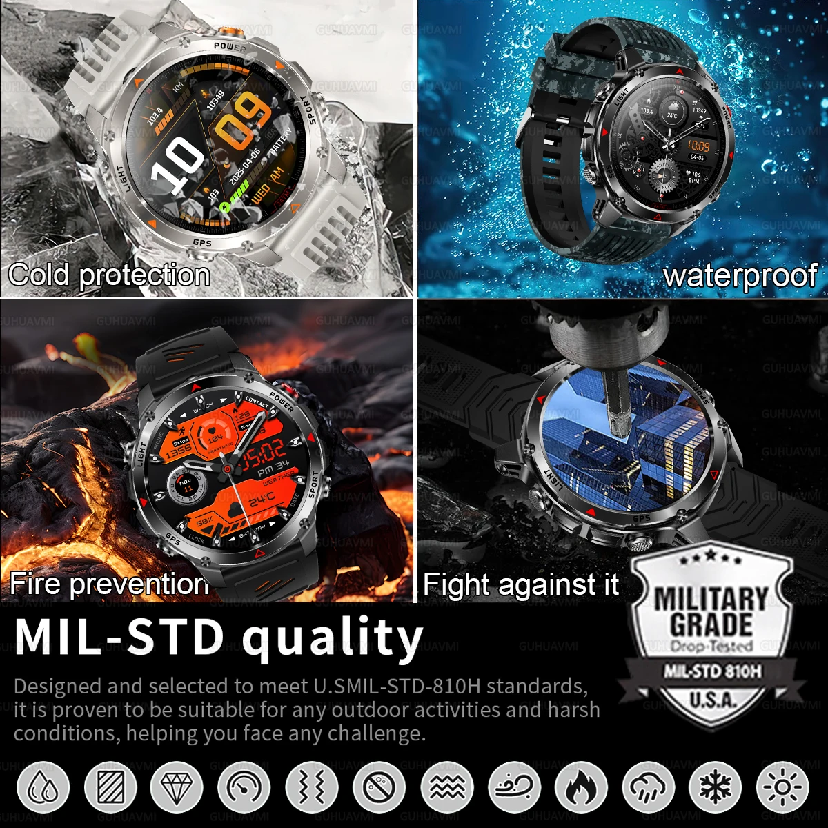 2025New T-Rex 3 GPS al aire libre deportes SmartWatch RIDE Run Swim GPS Trackr brújula altímetro 10ATM y IP69K BT llamada Smartwatch hombres