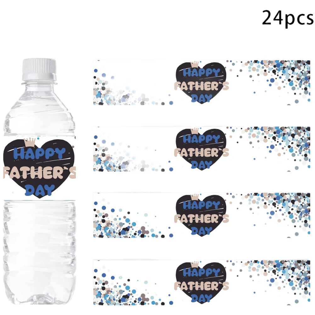 Waterproof Father's Day Bottle Stickers 24pcs Plastic Labels for Beverage Container Decoration and Patriotic Themes