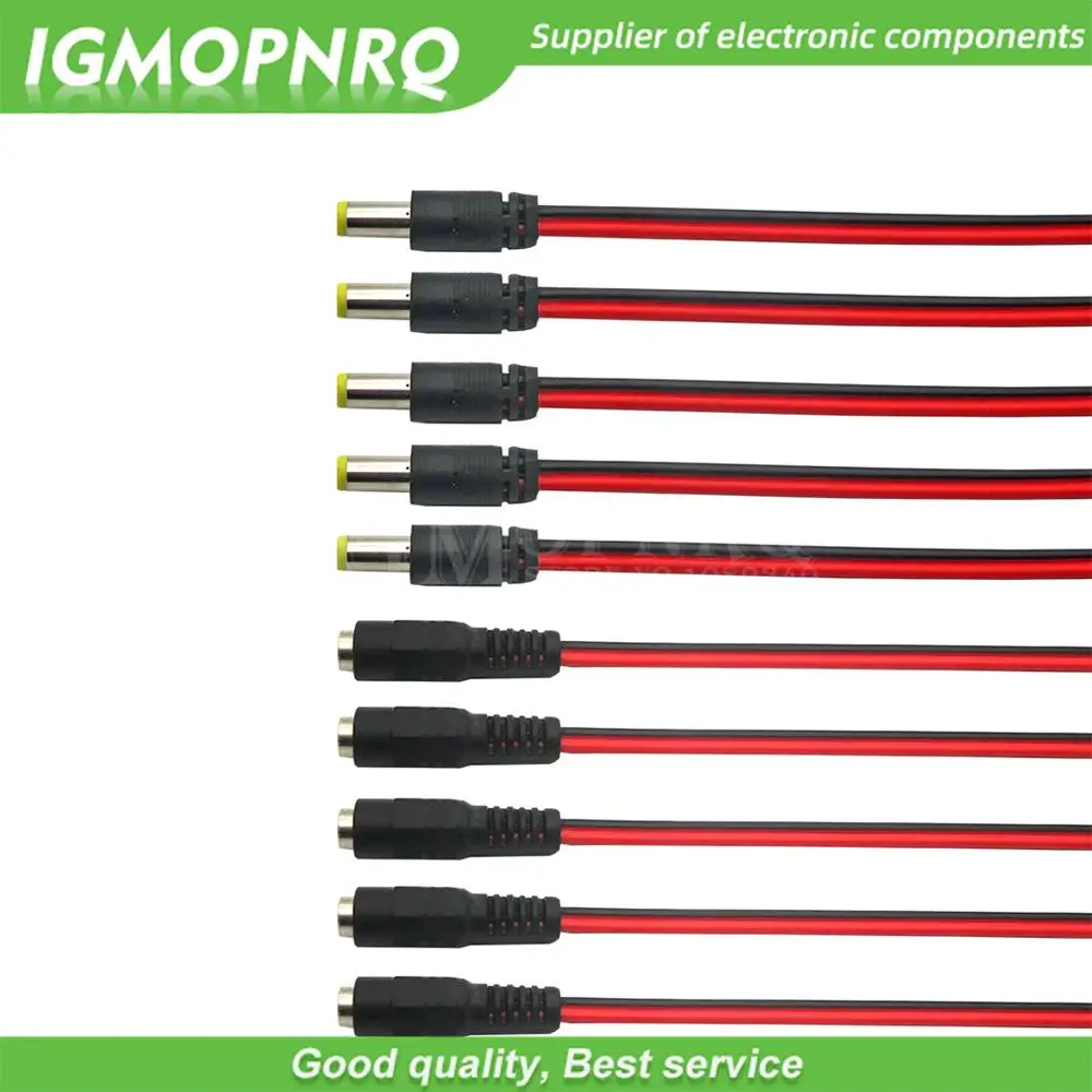 5 Paar DC-Netzteil männlich weiblich 12 V Stecker DC-Adapterkabel Steckverbinder für CCTV-Kamera DC-Stecker 5,5 x 2,1 mm 5,5 x 2,1 5,5 x 2,1 mm