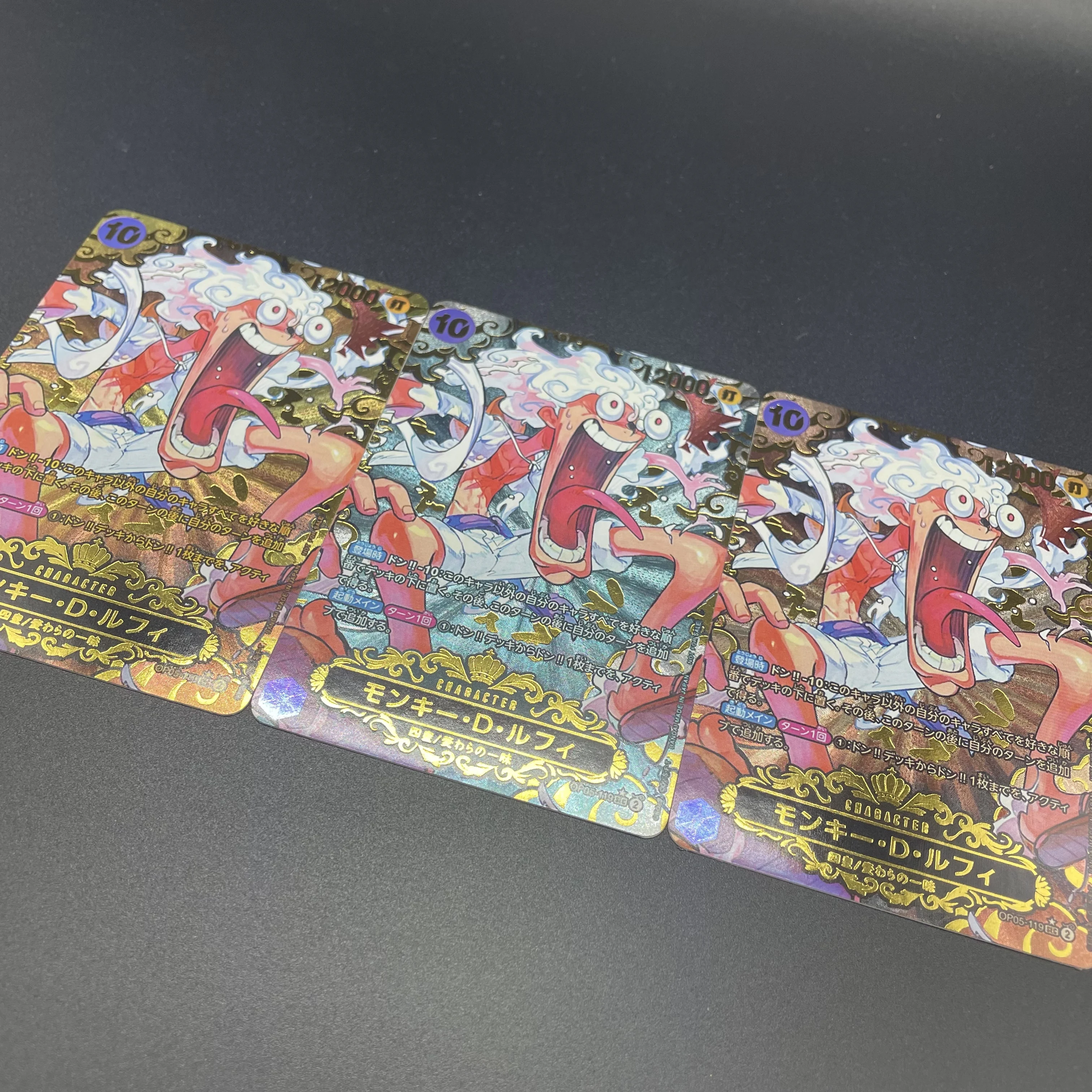 

3Pcs/set Diy Opcg One Piece Monkey D Luffy Self-Made Gold Silver Copper Flash Card Cartoon Flash Craft Collection Game Card Gift