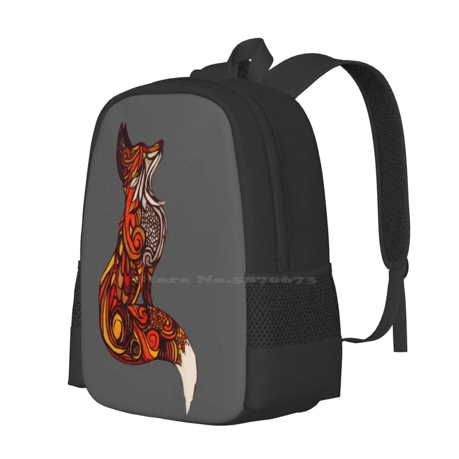 Vixen Backpacks For School Teenagers Girls Travel Bags Vixen Beautiful Fox Fox Mosaic Abstract Impressionist Ginger Fox Red Fox