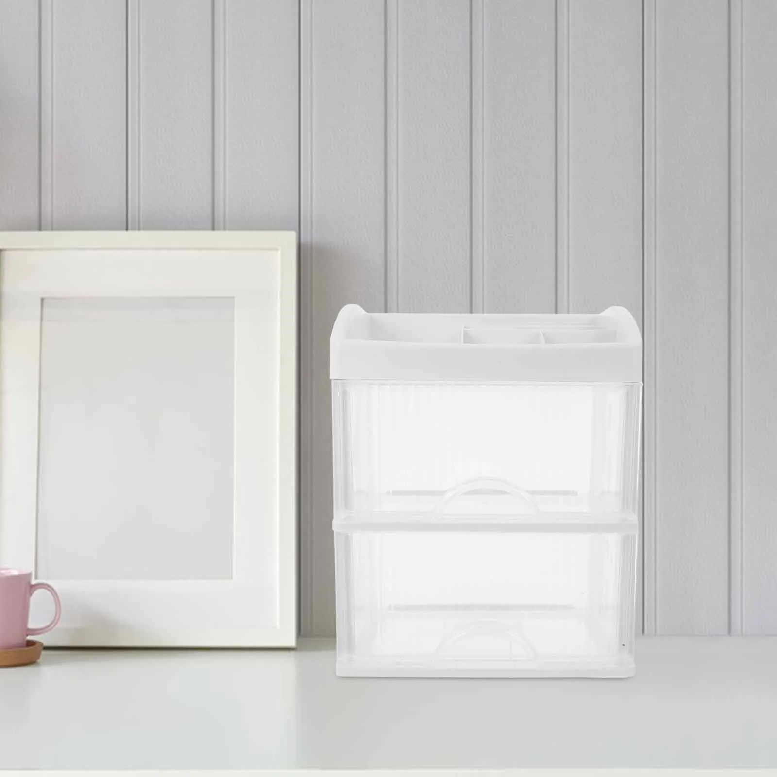 

Drawer Storage Cabinet Clear Makeup Organizer Multilayer White PP Plastic Large Capacity Desk Tidy Versatile Usage Stylish