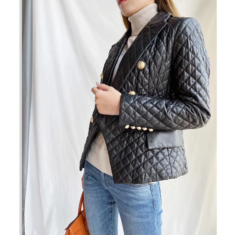 Cappotti Blazer corti in vera pelle di pecora per le donne 2023 autunno inverno frangivento Warm Ladies Button-up giacca in pelle di agnello top Outwear