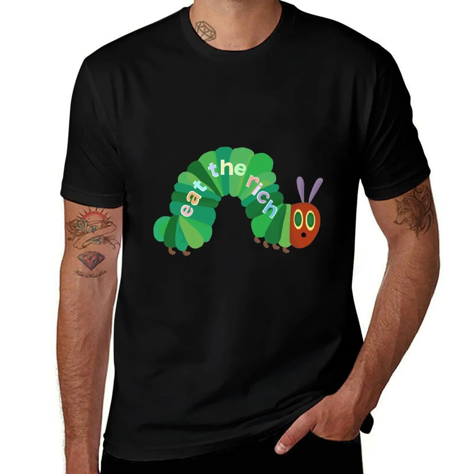 Eat The Rich Hungry Caterpillar T-Shirt Casual Basic Street Style T-Shirt