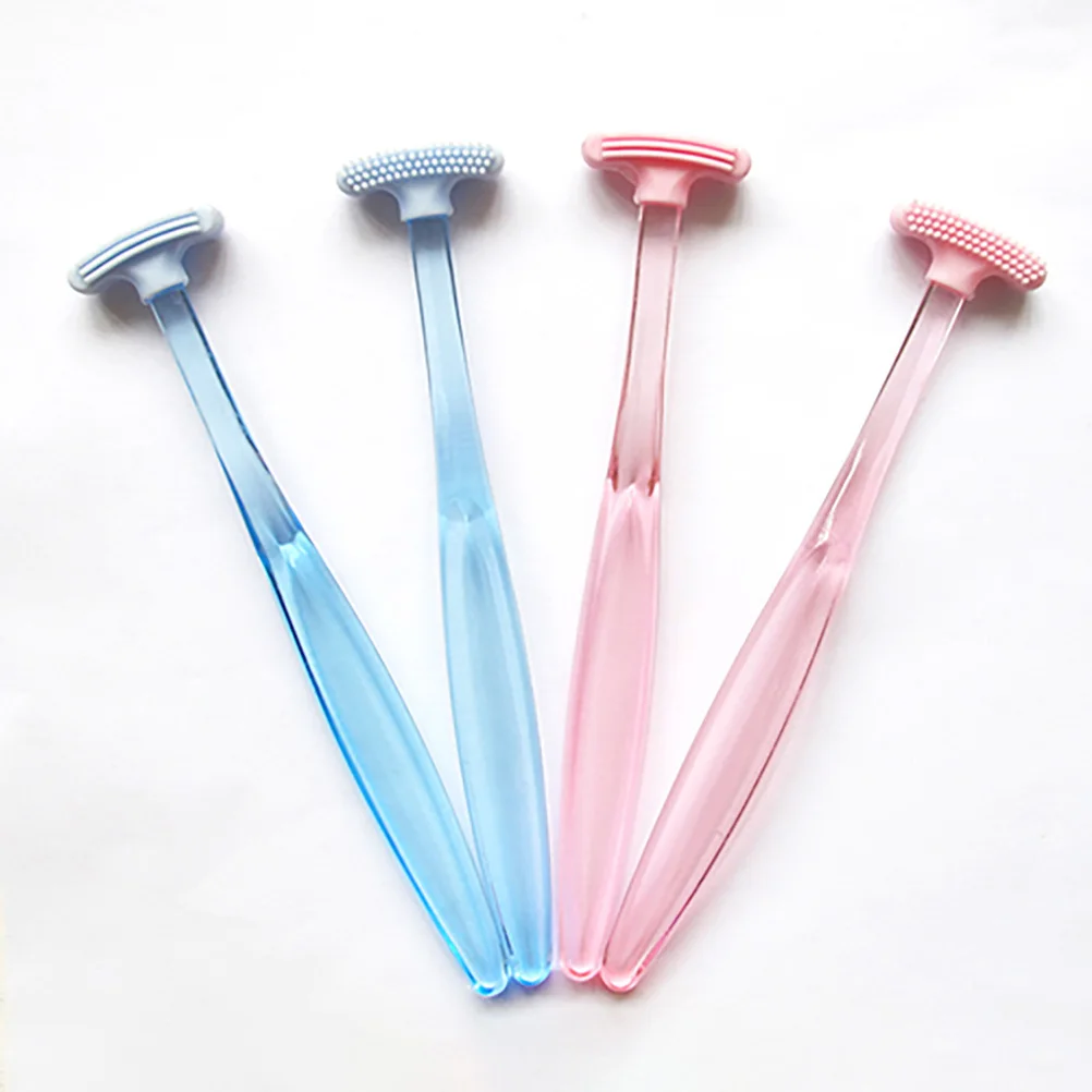 Rascador de lengua portátil rosa, limpiador de lengua para eliminación de mal aliento, herramienta de limpieza Oral, eliminador de recubrimiento ligero y duradero, 3 uds.