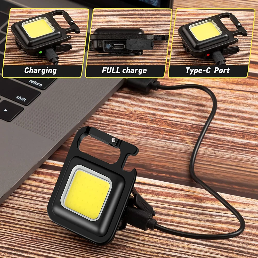 Usb Opladen Licht Emergency Lampen Multifunctionele Mini Glare Cob Sleutelhanger Sterke Magnetische Reparatie Werk Outdoor Camping Licht